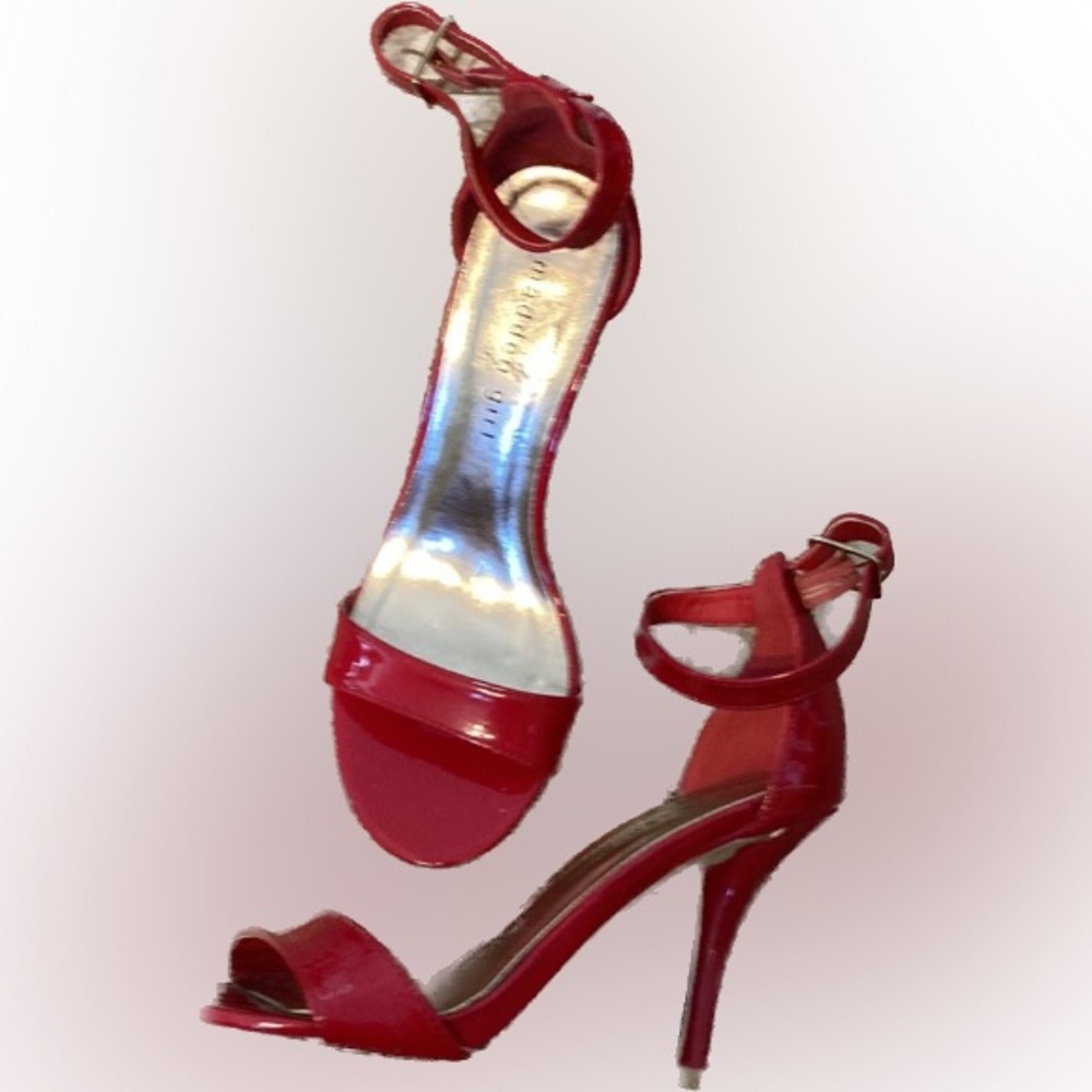 Madden girl, red, strappy stiletto  sandal. Size 6